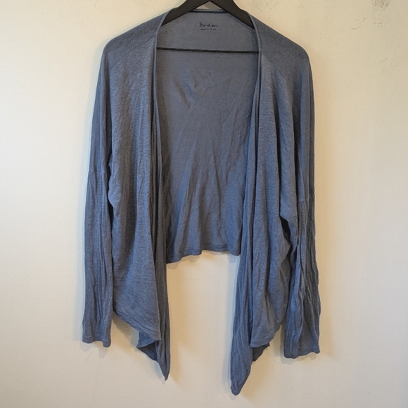 Boden Women's Blue 100% Linen Drape Front Open Cardigan Sweater Coastal 18 - Picture 1 of 7